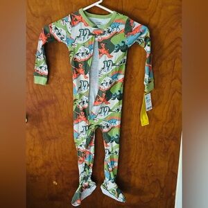 NWT Carter's Dinosaur Print Footie Pajamas - Green, Red, Blue